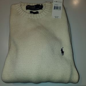NWT Size S Polo by Ralph Lauren Cream Cotton Knit Sweater